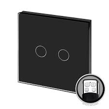 Retrotouch Touch Remote Led Dimmer Switch 2 Gang 1 Way Black Glass Pg 00433