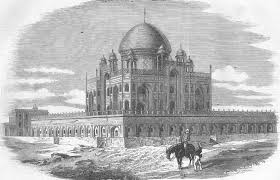 INDIA. Nr Delhi. Tomb of Emperor Humayon, antique print, 1857