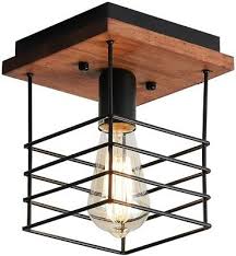 Farmhouse Lighting Flush Mount Fixture Industrial Rustic Ceiling Wood Black Mini 765758963389 Ebay