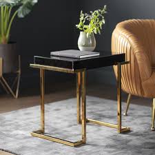 Gold Ryana Metal Mirror Side Table