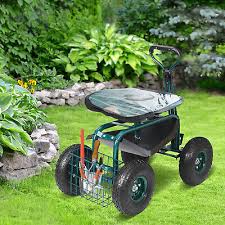 Vevor Rolling Garden Cart With Seat And