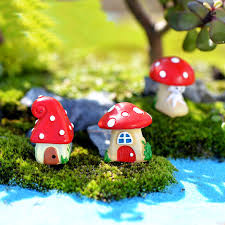 3pc Fairy Garden Mini Cartoon Mushroom