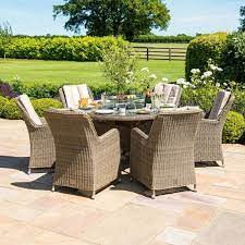 6 Seater Round Rattan Dining Set