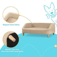 large beige linen pet sofa dog bed