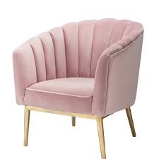 Tov furniture the nolan collection modern velvet upholstered rocking papasan chair with gold base, small, blush. Saltoro Sherpi Fabric Accent Chair With Seashell Design Backrest Pink And Gold For Sale Online Ebay