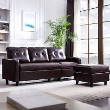 Faux Leather Sectional Sofa L Shaped