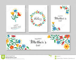 Happy Mothers Day Card And Label Floral Set Stock Vector
