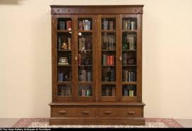 antique bookshelves with glass doors