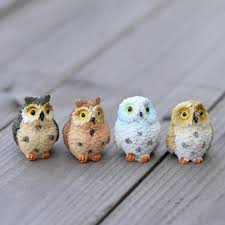 4pcs Mini Resin Owls Miniature