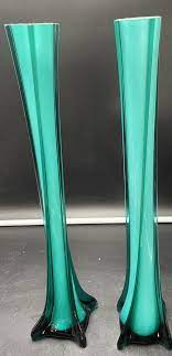 Vintage Pair Of Tall Turquoise Retro