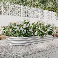 Cisvio Silver Metal Raised Garden Bed