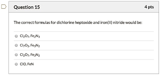 dichlorine heptoxide and iron ii