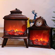 Led Fireplace Lantern Log Fire Effect