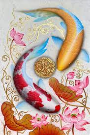 Koi Fish Wall Decor Acrylic Painting
