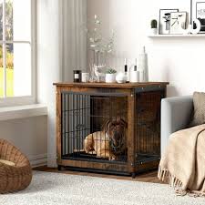 Rustic Brown Wooden Dog Cage Cat Pet