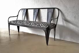 Steel Tolix Bench With Cushion 3 Seater