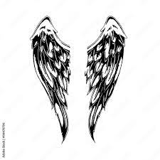 Эскиз татуировки ангельские крылья Stock Vector | Adobe Stock