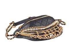 Chanel Lambskin Quilted All About Chains Waist Belt Bag Black