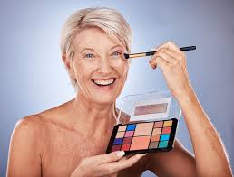 makeup portrait and senior woman