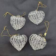 Hand Spun Glass Heart Ornaments Set Of