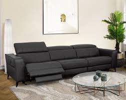modern black leather sofa w