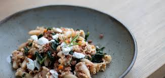 gigli pasta spinach and goats ricotta