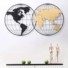 Map Wall Decor With Metal Round Frame