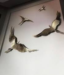 Brass Made Crane Birds On Wall 4 Birds