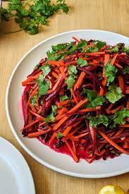 beet and carrot slaw with raisins and
