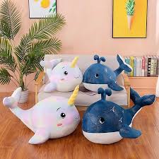 blue pink whales plush toys super soft