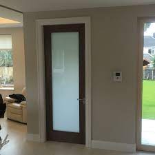 Walnut Internal Door With Frosted Glass