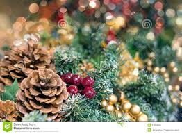 Christmas Garland Decoration With Blurred Lights Stock Photo