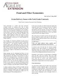 Food And Fiber Economics Grain Delivery Issues With Cash
