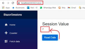 sessions in blazor application