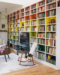Colorful Full Wall Bookcase Home