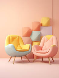 Chair With Geometric Shape Pastel Colour