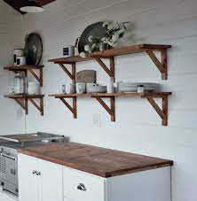 open kitchen cabinet shelving rustic