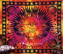 Colorful Sun And Moon Bohemian Tapestry