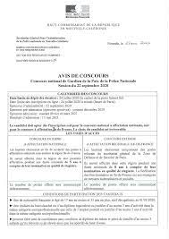 Mairie de Koumac - [ Avis de Concours National de gardien de la paix de la  Police Nationale ] Date limite de dépôt des dossiers : 25 juillet 2020  Épreuves d'admissibilité :