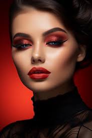 beautiful with an elegant red makeup