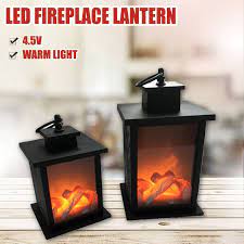 Led Portable Fireplace Lantern Candle