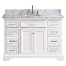 An open lower shelf provides extensive storage space for towels and linens. Center Bathroom Vanities With Tops Bathroom Vanities The Home Depot
