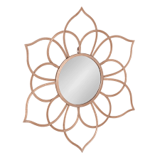 round rose gold framed wall mirror