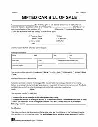 free gifted car bill of template
