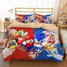 Cartoon Gift Idea Mario And Sonic Duvet