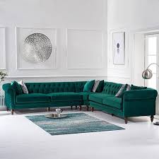 lauren um green velvet corner sofa