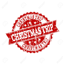 Grunge Red Christmas Trip Stamp Seal Vector Christmas Trip Rubber