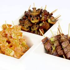 shrimp and beef skewers with soy and