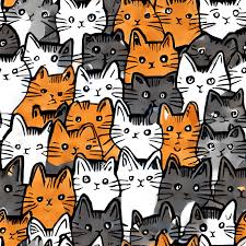 cute cartoon cats stacked in a pile