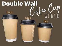 Double Wall Coffee Cups With Lid 25pcs